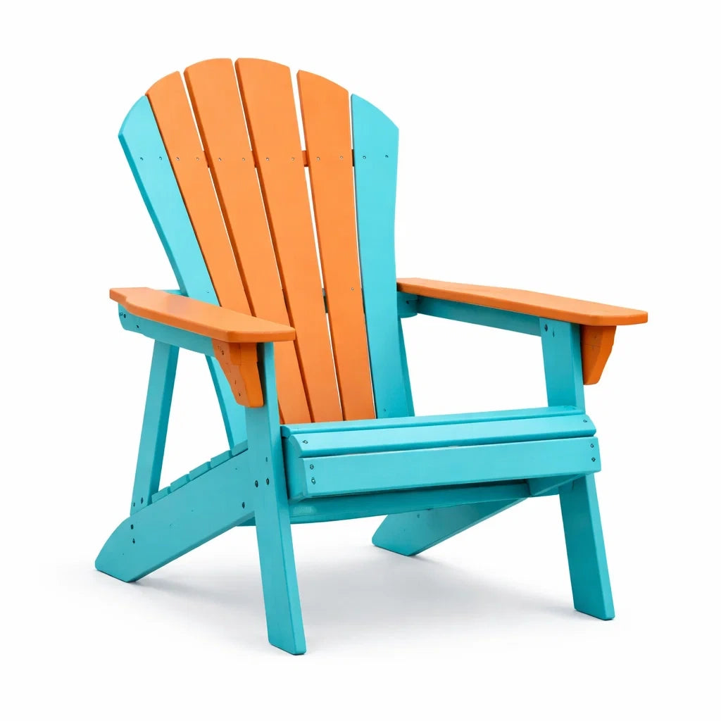 Sedia Adirondack da Esterno in Polietilene Arancione e Blu
