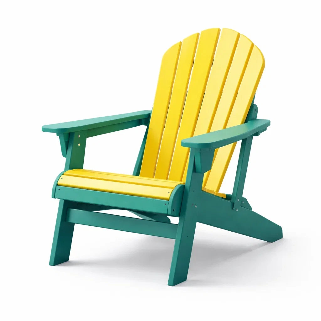 Sedia Adirondack in Plastica HDPE Giallo e Verde